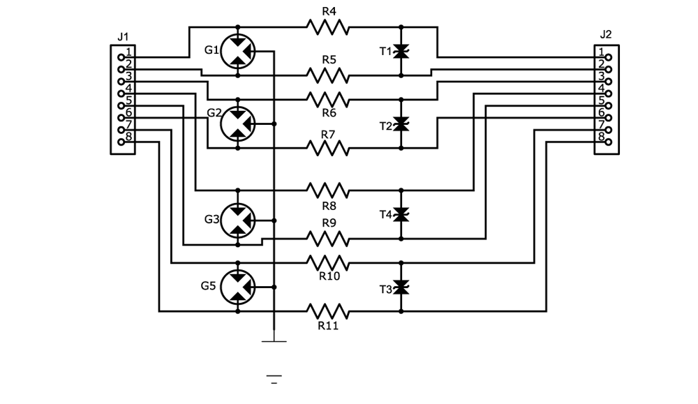 WB-RJ45 網(wǎng)絡(luò)/音頻信號防雷器原理圖