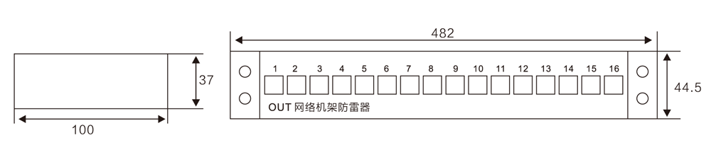 WB-RJ45 網(wǎng)絡(luò)/音頻信號防雷器尺寸圖